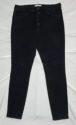 Mudd Jeans HIgh Rise Jegging FLX Stretch Black Denim Button FlyJuniors 13/31W • $10.19