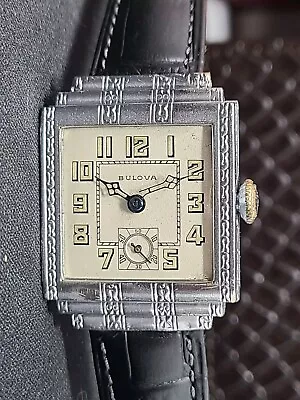 Vintage BULOVA BOURBON VERY RARE Stepped Case Art Deco Watch KEEPING TIME • $199.95