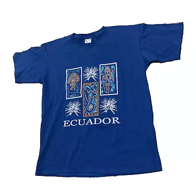 MALQUIN T-Shirts Mens M BLue Graphic Tribal Print Geometric Ecuador Tee M • $11.55