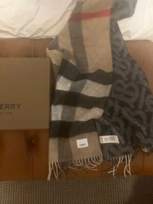 £250 • Buy Original Burberry Scarf Cashmere TB Monogram 