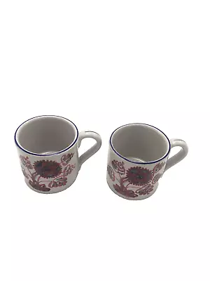 PV Italy Pottery Coffee/Tea Cups Set Of Two Rust Red And Blue Speckled-EUC • $14.99