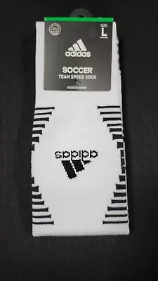 Adidas Team Mens Speed Soccer Socks Climacool White SZ Large (Shoe Size 9-13) • $16.99