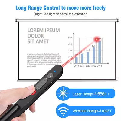 £9.59 • Buy Wireless 2.4GHz USB PowerPoint PPT Laser Pointer Clicker Presenter Remote Pen