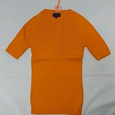 GUCCI Short Sleeve Knit Sweater Cardigan Women Size M Orange Old Vintage USED • $240.30