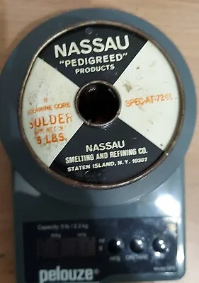 Vintage Nassau B Stearine Core Solder AT 7241  3LB Spool 42 67 Smelting Co NY • $44.88