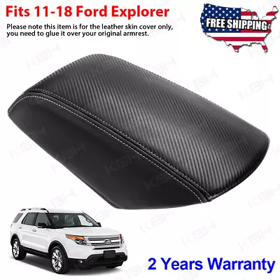 $25.99 • Buy Fits 2011-2018 Ford Explorer Center Console Lid Armrest Cover Vinyl Carbon Fiber