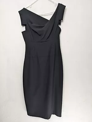 Black Halo Womens Jackie O Classic Sheath Dress Size 8 NO BELT Black Cap Sleeve • £74.26