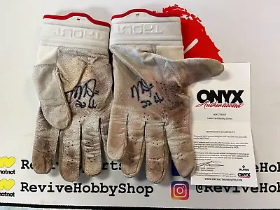 2023 Baseballl Clubhouse Mike Trout Game Used Signed Batting Gloves Onyx COA • $849