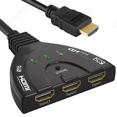 3 Port 4K HDMI 2.0 Cable Auto Splitter Switch Switcher 3in1 Adapter HUB 3D Cable • $7.69