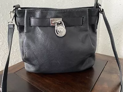 Michael Kors Hamilton Top Zip Black Leather Crossbody Bag • $64