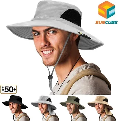Bonnie Hat For Men Wide Brim Sun Protection Outdoor Hiking Fishing 50+UPF Bucket • $16.99
