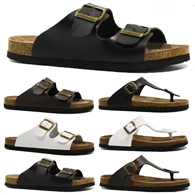 Ladies Comfort Summer Beach Buckle Slip On Flat Wide Mules Sliders Sandals Size • £6.95