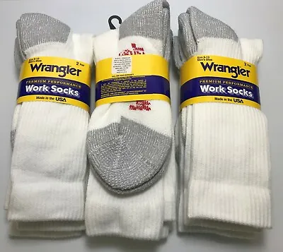 Wrangler Ultra-Dri Work Boot Socks Moisture Wicking White Large 6 Pair Pack • $32.99