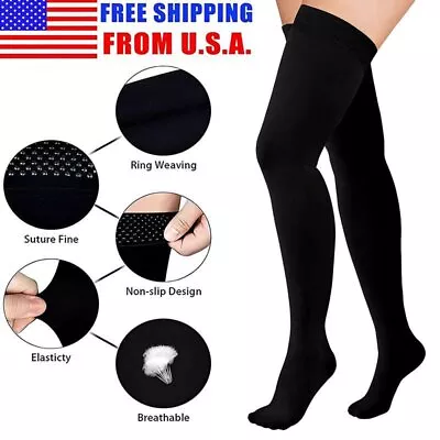 Anti Embolism Compression Stockings Unisex Thigh High Ted Hose Socks 15-20 MmHg • $23.98