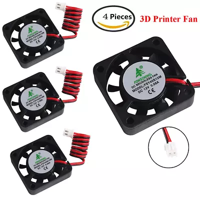 4pcs 12V 0.08A DC Mini Quiet Cooling Fan With 28cm Cable For 3D Printer • $12.34