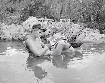 U.S. Soldier Cooling Off And Taking A Break 8x10 Vietnam War Photo 156 • $7.43