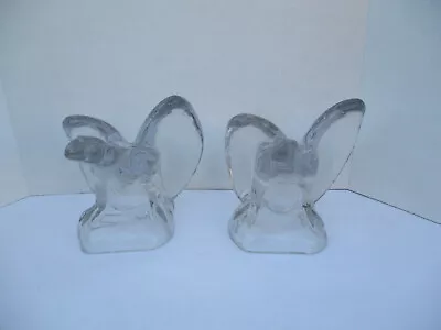 Cambridge Glass Eagle Bookends Pair Heavy Clear Glass Birds Circa 1930s-1940s • $49.99