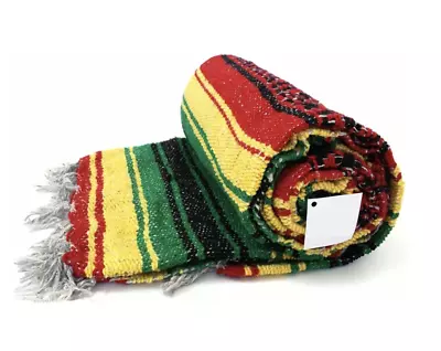 Mexican Blanket Rasta Marley Serape Throw Mexican Yoga Boho Falsa Blanket XL • $14.89