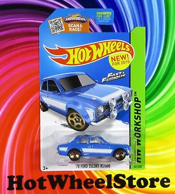 2015  Hot Wheels  FAST & FURIOUS Blue  '70 FORD ESCORT RS1600   #221  HW4-060923 • $3.75