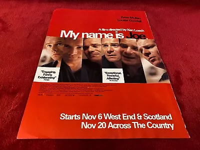 Framed Movie Advert 12x9 My Name Is Joe : Peter Mullan. Louise Goodall • £24.99