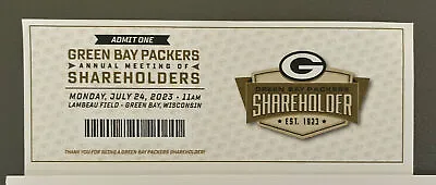 🏈 2023 Green Bay Packers Shareholder Meeting July 24 2023  - Unused Ticket NFL • $1.97