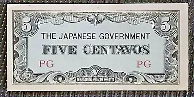 JAPANESE GOVERNMENT 5 CENTAVOS PHILIPPINES OCCUPATION MONEY World War 2WWII  • $1.79