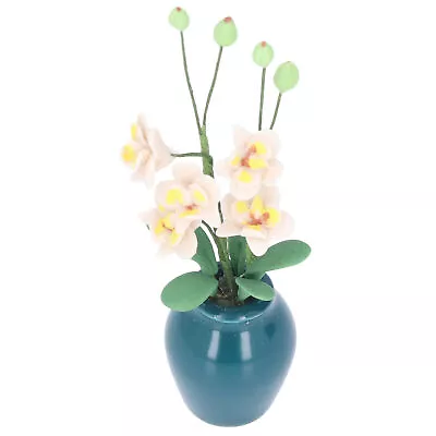 Dollhouse Flower 1/12 Scaled Lifelike White Phalaenopsis Miniature Plant Model • $7.30