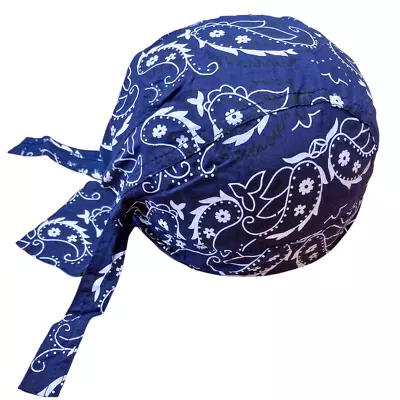 Blue Durag Skull Cap Head Wrap Biker Motorcycle Du Do Paisley Bandana Doo Rag • $5.99