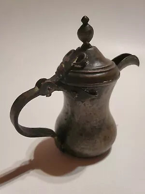Antique Dallah Coffee Pot Copper Art Arabic Islamic Middle East Raslan 6.5  Tall • $125