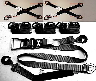 4 Axle Straps Car Hauler Trailer Auto Tie Down 4 Ratchet Straps Tow Kit 36DRing • $67.99