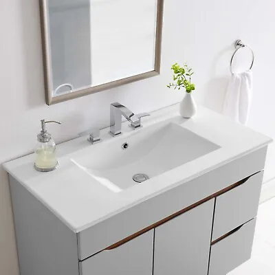 Modway Cayman Modern Bathroom Sink In White With Rectangular Basin • $161