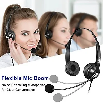 Landline Telephone Headset With Microphone Noise Cancelling RJ9 Phone Headset W • £21.38