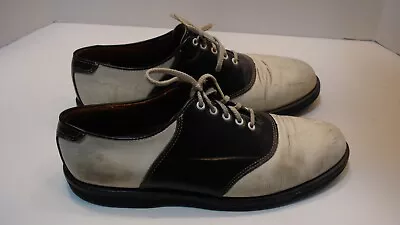 Vintage 1970s Black And White Men's Saddle Oxfords.  Very Good Condition. • $16.95