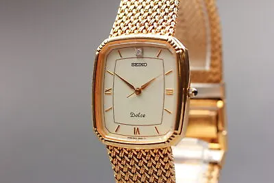 [Near MINT] Vintage Seiko Dolce 5E31-5A90 Daimond Gold Quartz Men's Watch JAPAN • $189.99