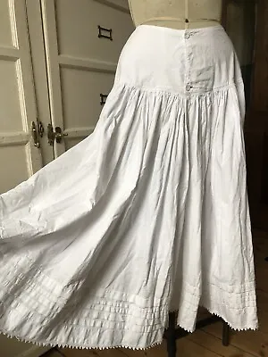 Edwardian Victorian Vintage  Petticoat Skirt White Cotton Prairie Cottagecore • £70