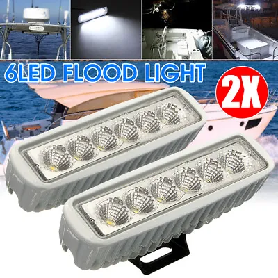 2X 12V 6LED Marine Spreader Deck/Mast Work Lights White For Boat Flood Light Bar • $31.73