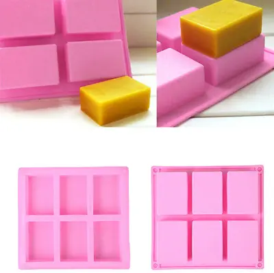 6 Cavity Silicone Rectangle Soap Mould Homemade DIY Cake Making Mold Craft  • £4.99