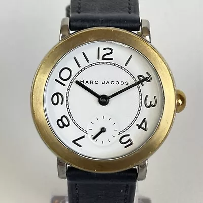 Marc Jacobs Riley Watch Women Gold Tone 37mm Small Seconds Black New Battery 8  • $31.49