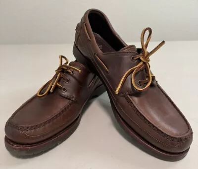 Brooks Brothers Men’s Brown Genuine Leather Boat Shoes Sz 9.5 D Vibram Sole EUC • $55.08