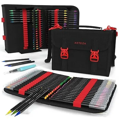 $59.95 • Buy ARTEZA 96 Watercolor Brush Tip Pen Set Travel Case Artist Paint Markers NonToxic