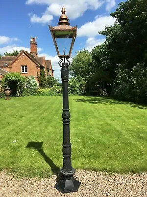 £504.63 • Buy Cast Iron Street Lamp Post & Lantern Small 262 Cm Copper Colour Lantern