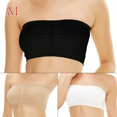 New Women Ladies Strapless Seamless Padded Boob Bandeau Tube Tops Bra • £4.10