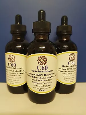 3 X 120mL C60-99.99% Fully Saturated In Organic Olive Oil– OZ PRODUCED AND OWNED • $203