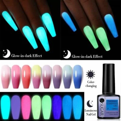 £3.99 • Buy Thermal Glow In The Dark Night Colour Changing Nail Gel Polish Varnish UV/LED 