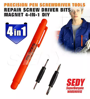 $2.99 • Buy Precision Pen Screwdriver Tools Repair Screw Driver Bits Magnet 4-in-1 DIY