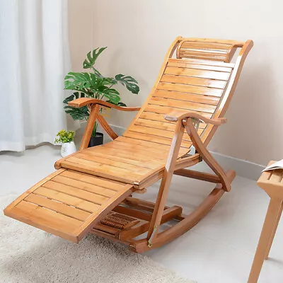 WISFOR Rocking Chair Armchair Lounging Rocker Deck Relaxing Recliner Seat Bamboo • $139.94