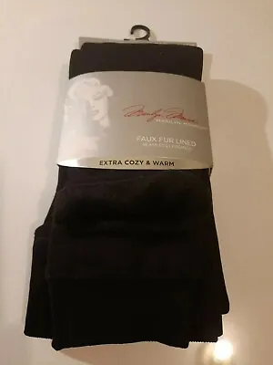 Lot 2 Marilyn Monroe Faux Fur Lined Seamless Leggings Cozy & Warm Black L/xl New • $69.95