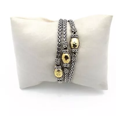 John Hardy Sterling Silver & 22k Gold Triple Chain Bracelet 6.5  #S972-10 • $185.67