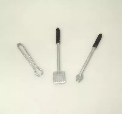 DOLLHOUSE BBQ Barbeque Tools Set Handpainted Metal  1:12 Miniatures • $5.95