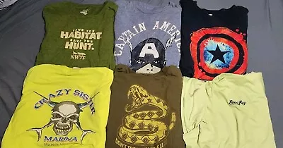 Mens 2XL Graphic Tee Shirts Long Sleeve - Imperfect - Lot Of 6 • $1